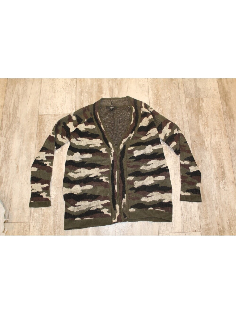 Forever 21 S Camo Open Front Cardigan Military Y2K